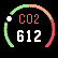 CO2 gauge circle with green, orange and red scale segments